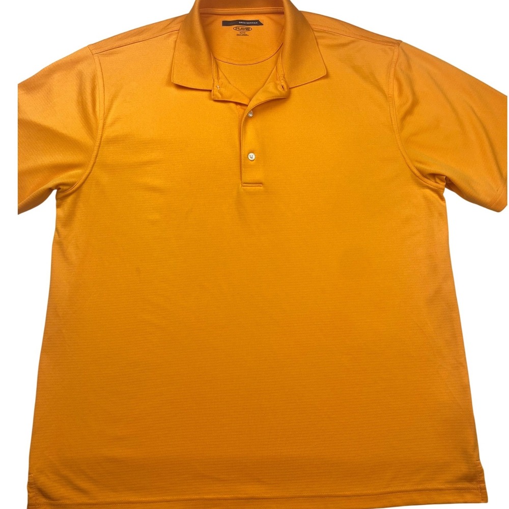Greg Norman Play Dry Mens XL Orange Performance Golf Polo Shirt Shark Logo